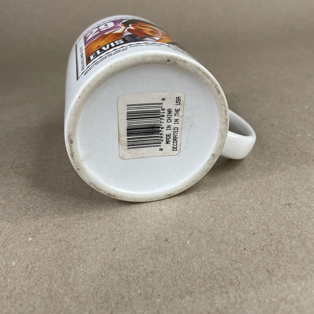 Vtg‎ Elvis Presley 1992 Postage Stamp Design Mug White Rock & Roll USA - Picture 10 of 10